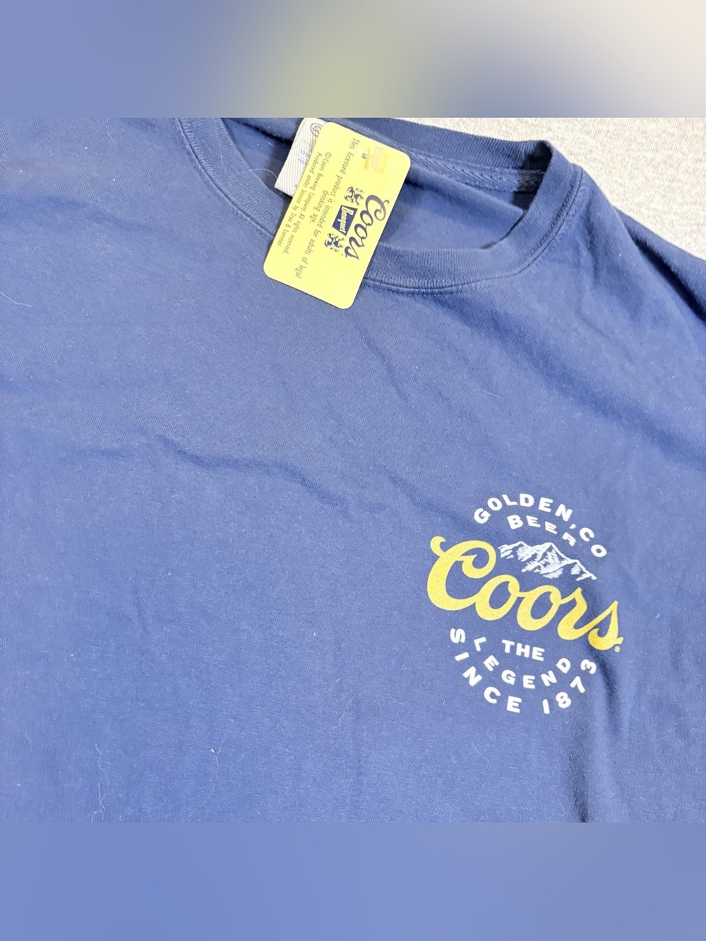 NWT Coors Beer Short Sleeve Shirt Mens Medium Blue Logo Golden Colorado
